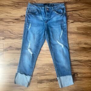 1822 Denim Stretchy Distressed High Waisted Denim Jean Capris Size 10